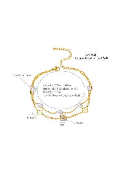 Four Leaf Clover Butterfly Star Moon Anklet