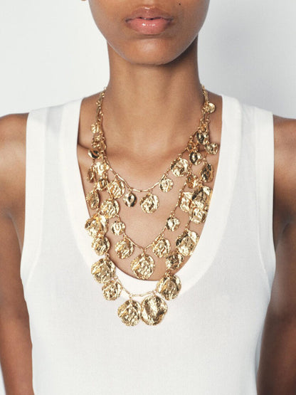 Multi-layered Gold Irregular Metal Stacked Necklace
