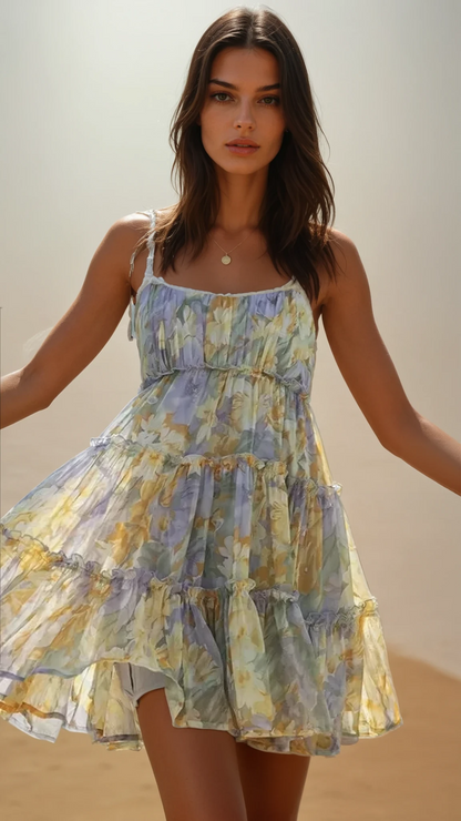 Sunlit Bloom Mini Dress