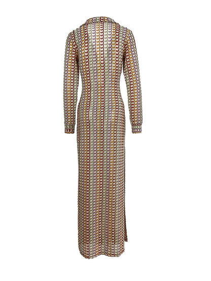 Earthy Elegance Wavy Maxi Dress - TheBohoBloom