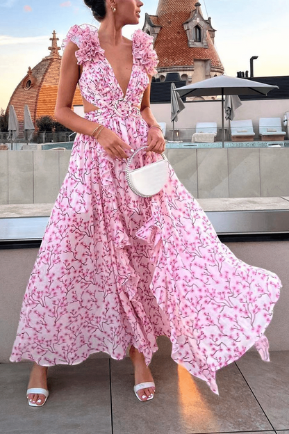 Whispering Vines Ruffle Maxi Dress - TheBohoBloom