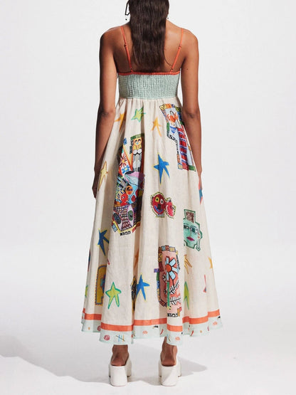 Boho Graffiti Sling Maxi Dress