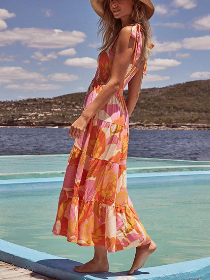 Laguna Breeze Smocked Midi Dress - TheBohoBloom