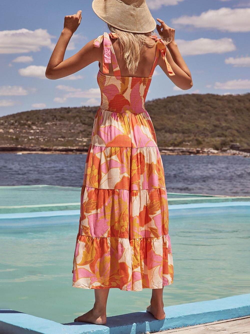 Laguna Breeze Smocked Midi Dress - TheBohoBloom