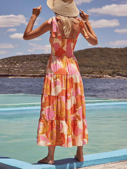 Laguna Breeze Smocked Midi Dress - TheBohoBloom