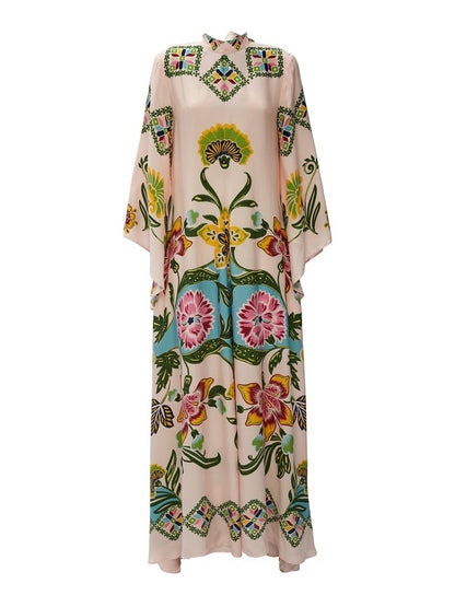 Exquisite Sunshine Floral Print Flowing Maxi Dress