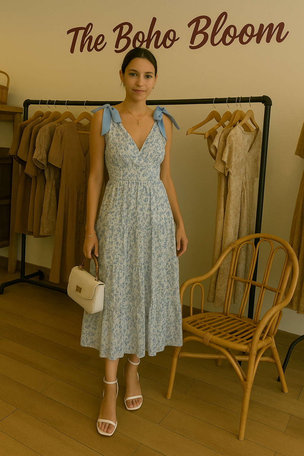 Soft Horizon Bow Midi Dress
