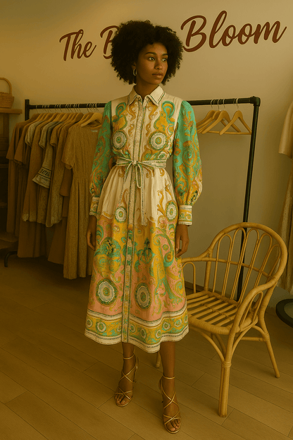 Jardin de Fleurs Art Midi Dress - TheBohoBloom