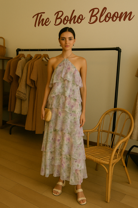 Lucienne Sheer Cascade Maxi Dress