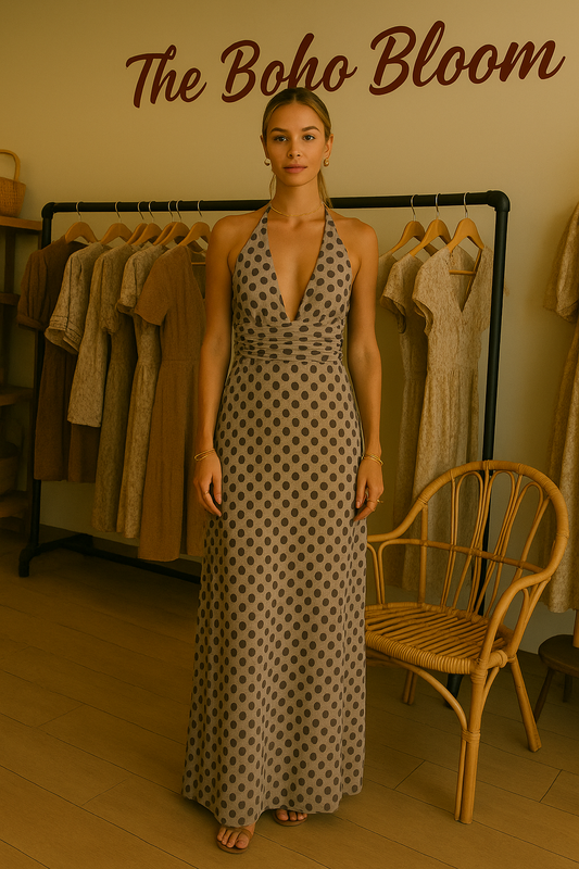 Noir Mirage Polka Maxikleid