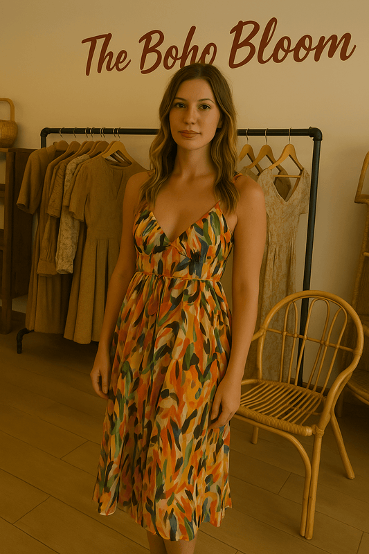 Sun - Drenched Bloom Midi Dress - TheBohoBloom