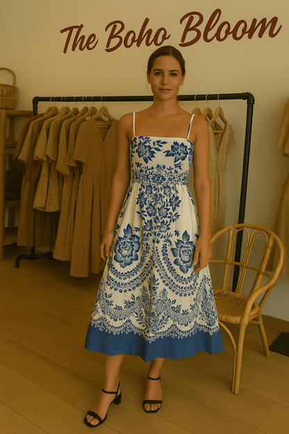 Cerulean Heritage Maxi Dress - TheBohoBloom