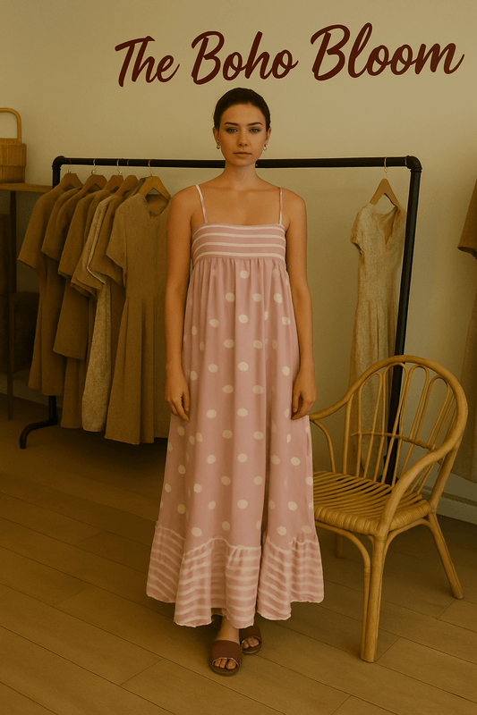 Sweet Spot Striped & Dotted Maxi Dress - TheBohoBloom