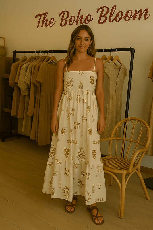Sorrento Sketch Spaghetti Maxi Dress - TheBohoBloom