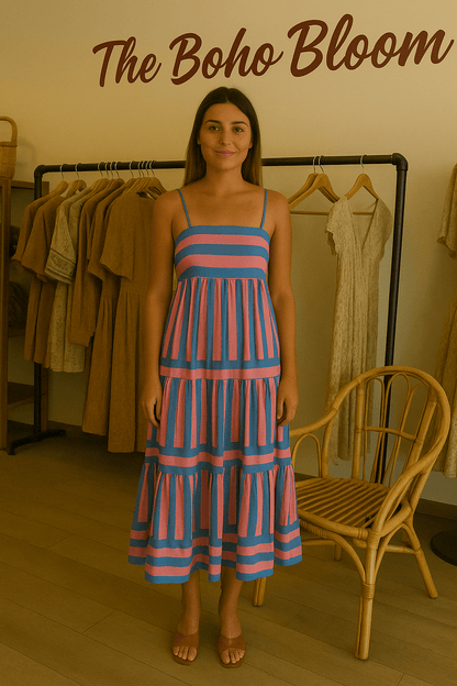 Raspberry Sky Color Play Maxi Dress - TheBohoBloom