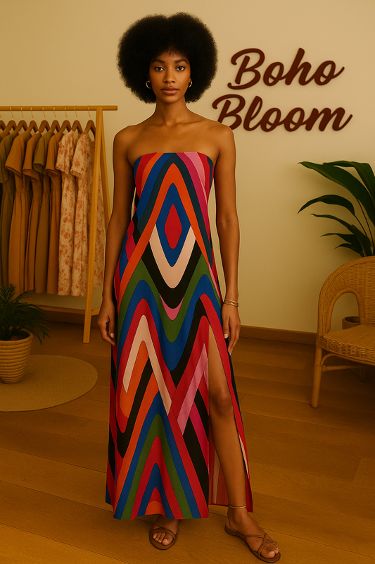 Viva Vortex Strapless Maxi Dress