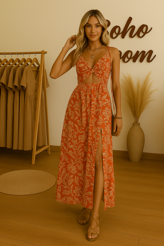 Flame Petal Escape Maxi Dress