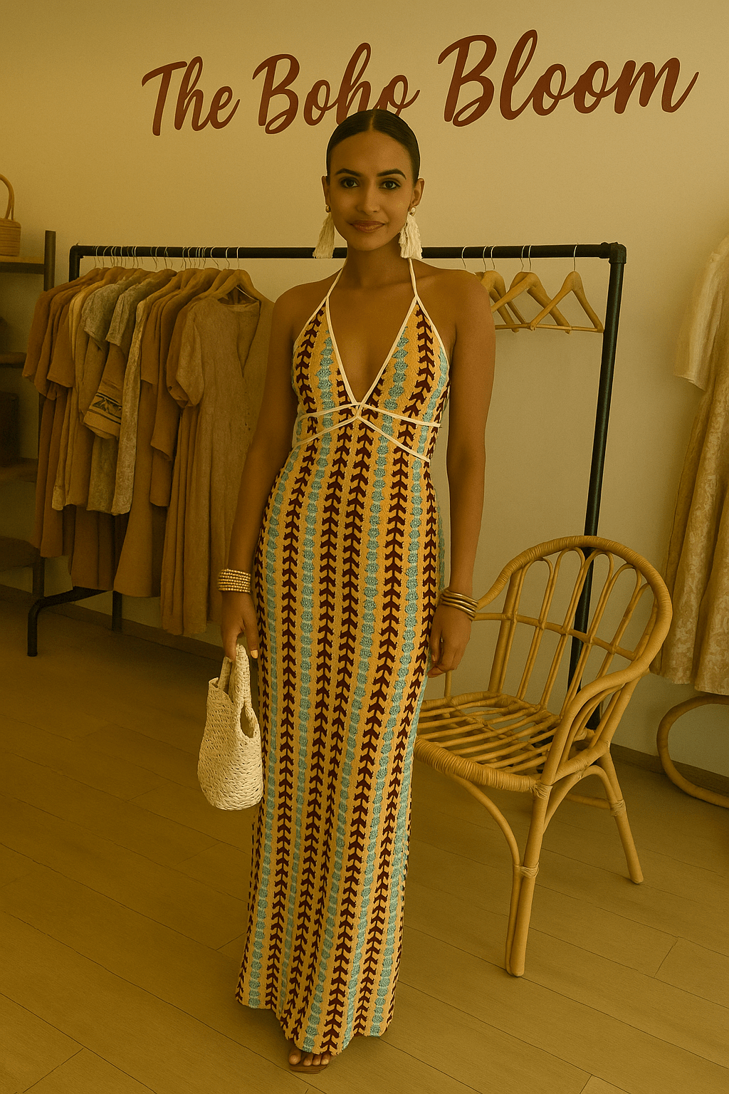 Halter Waves Maxi Dress - TheBohoBloom