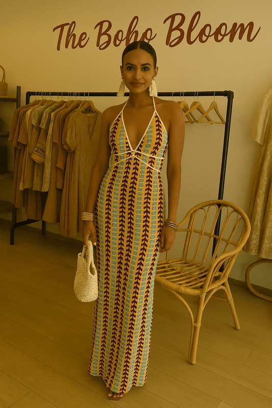 Halter Waves Maxi Dress - TheBohoBloom