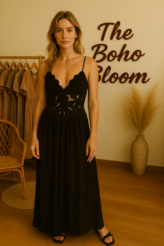 Thea Applikation Drapiertes Maxikleid