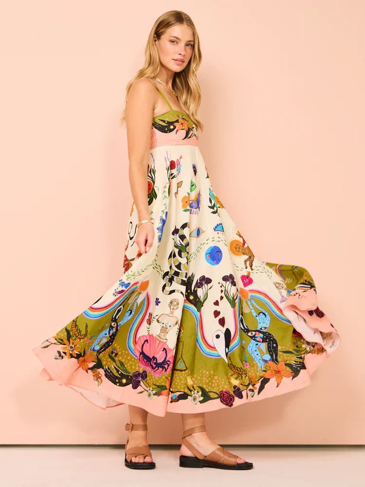 Botanica Spirit Print Midi Dress - TheBohoBloom
