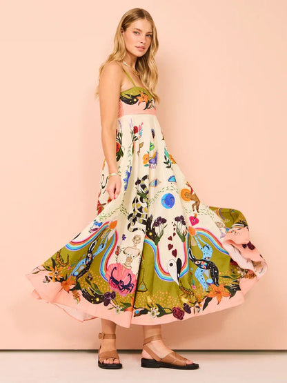 Botanica Spirit Print Midi Dress - TheBohoBloom