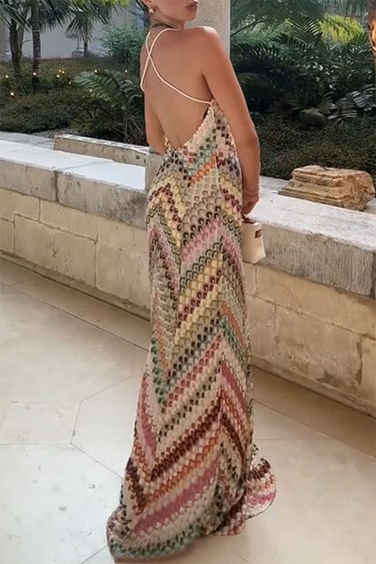 Rainbow Mesa Boho Maxi Dress
