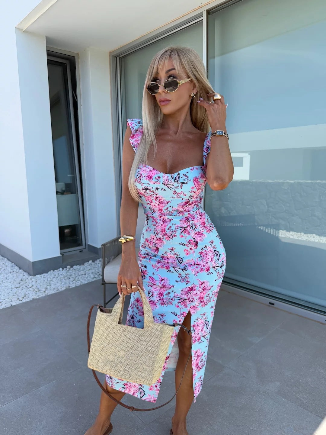 Verano Blossom Curve Midi Dress