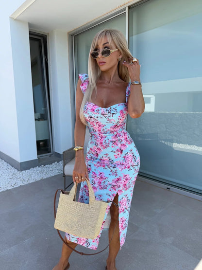 Verano Blossom Curve Midi Dress