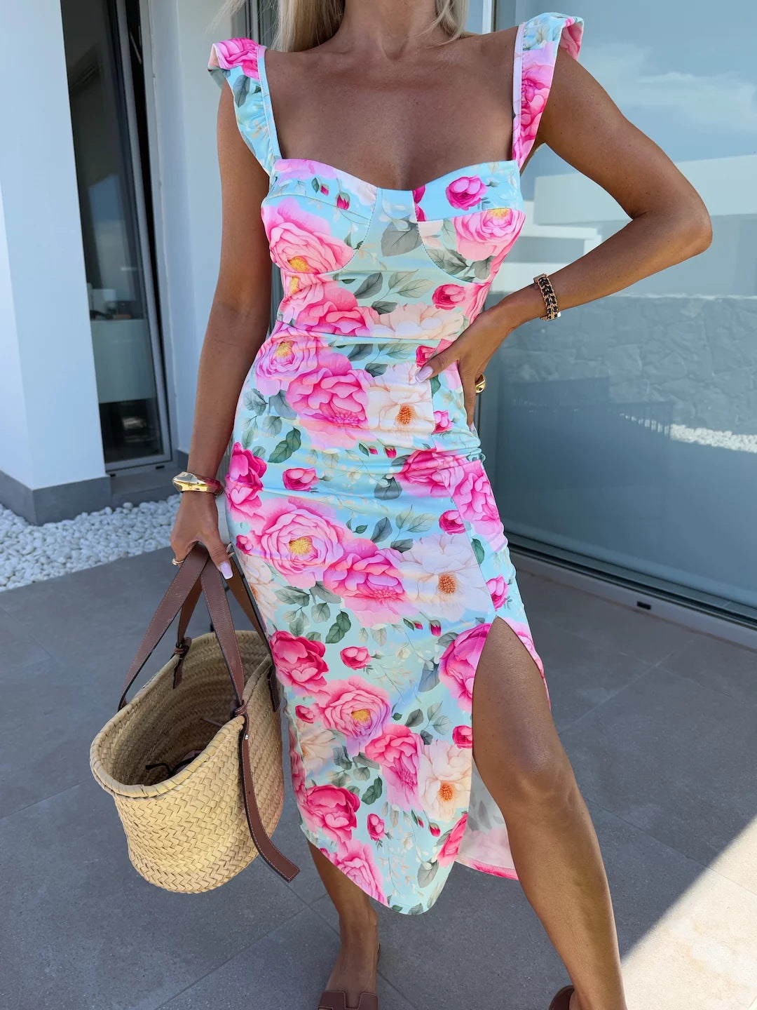 Verano Blossom Curve Midi Dress