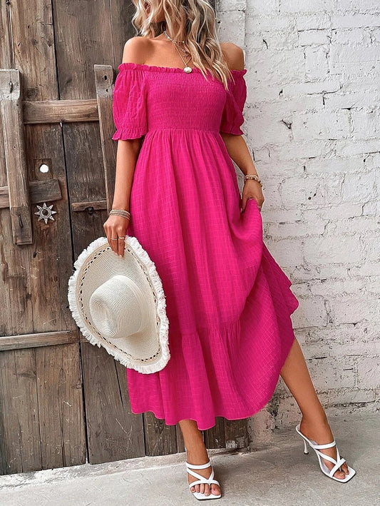 Vivid Charm Smocked Maxi Dress