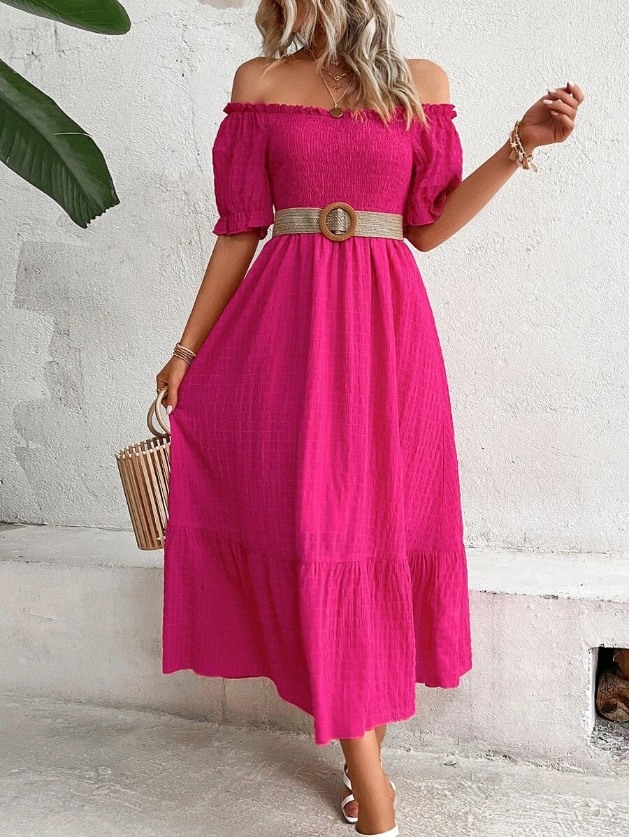 Vivid Charm Smocked Maxi Dress