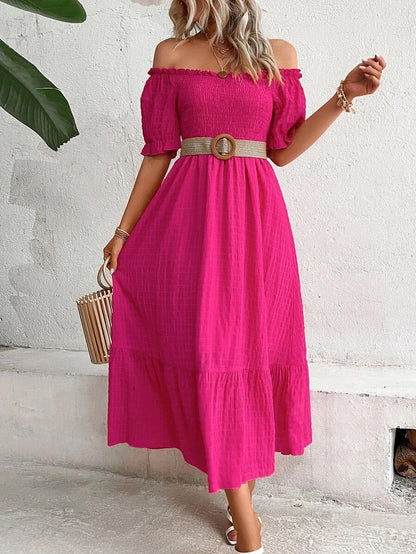 Vivid Charm Smocked Maxi Dress