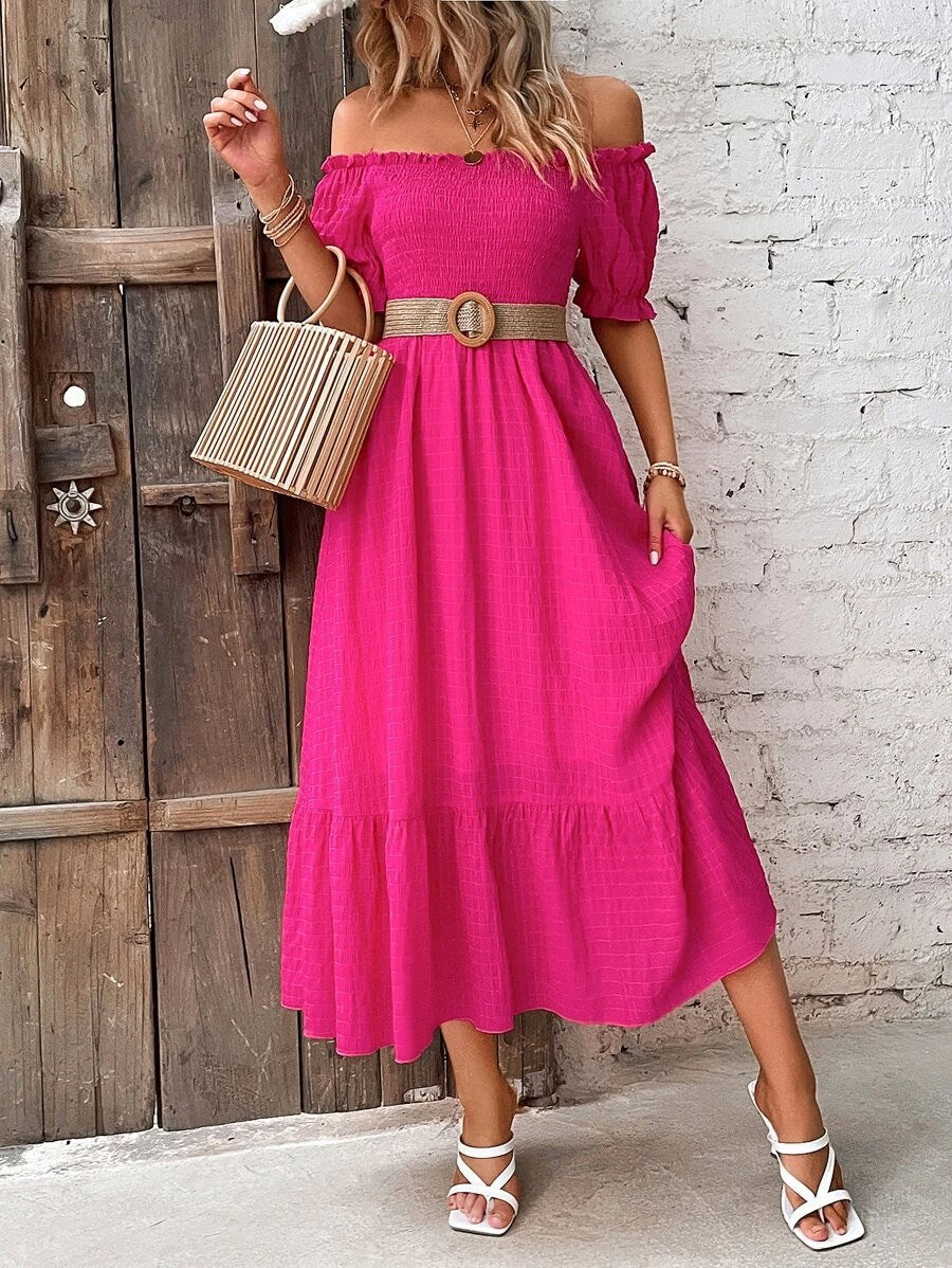 Vivid Charm Smocked Maxi Dress