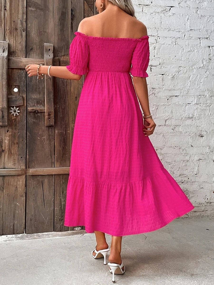 Vivid Charm Smocked Maxi Dress