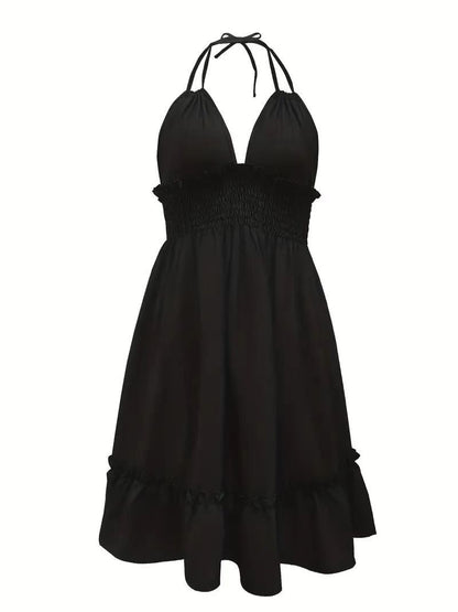 Midnight Wave Halter Mini Dress