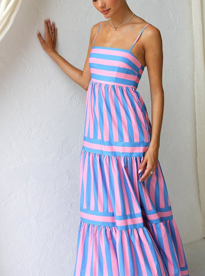 Raspberry Sky Color Play Maxi Dress - TheBohoBloom