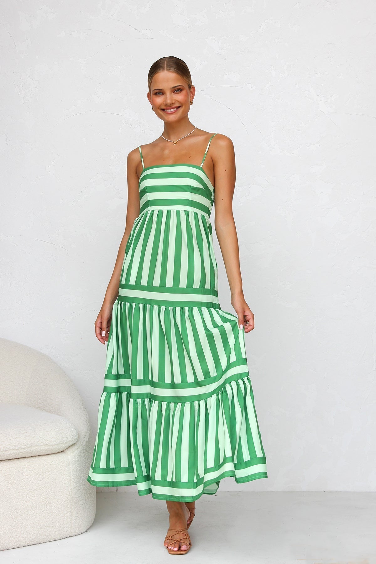 Mint Mojito Striped Maxi Dress - TheBohoBloom