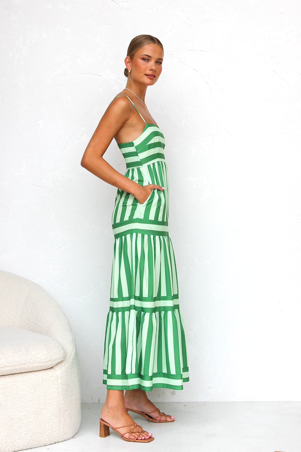 Mint Mojito Striped Maxi Dress - TheBohoBloom
