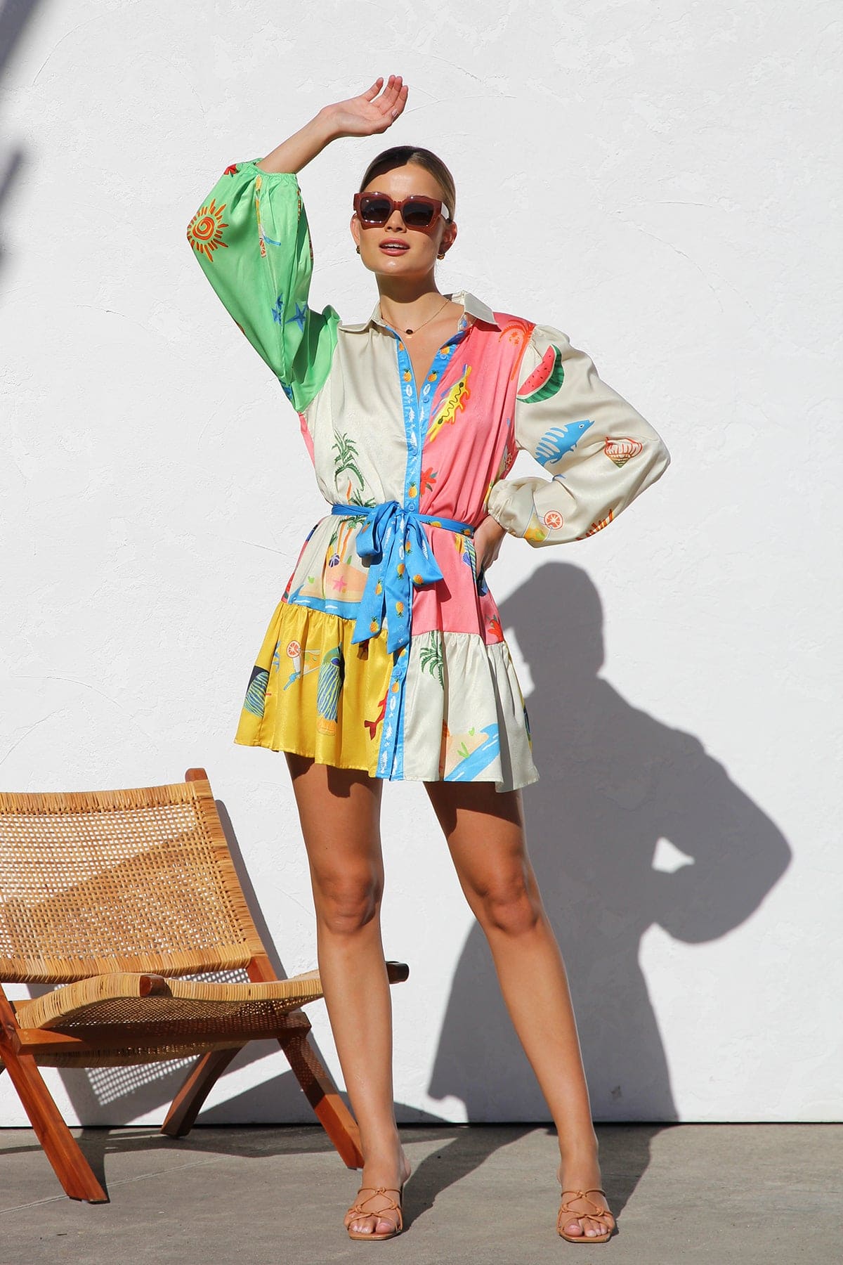 Vivid Hues Button-Down Mini Dress