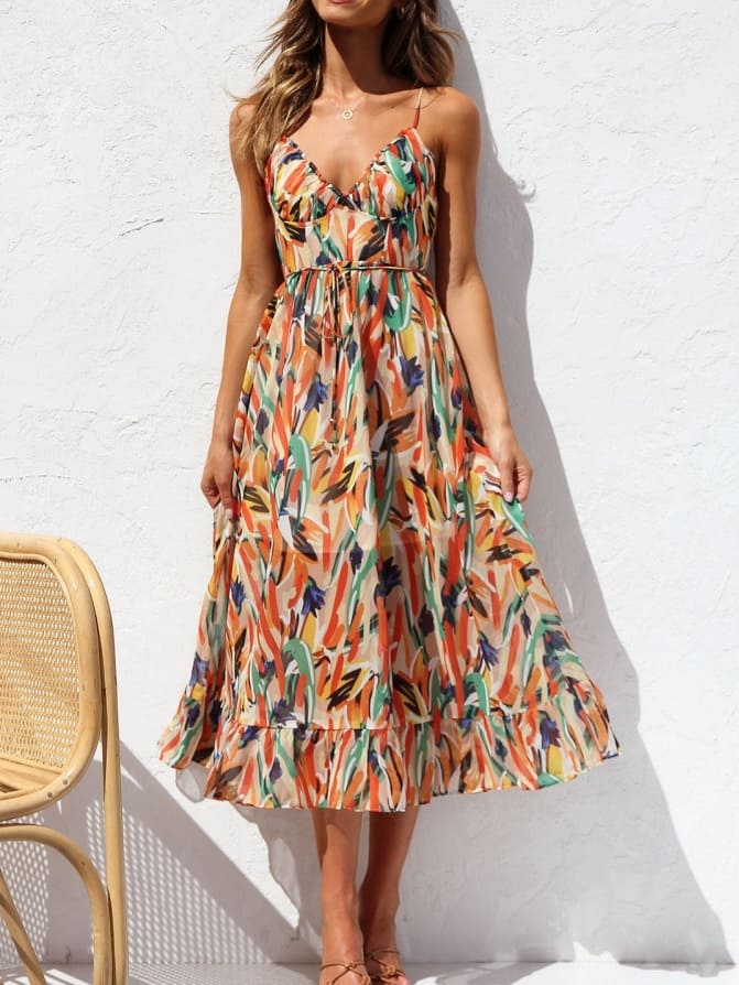 Sun - Drenched Bloom Midi Dress - TheBohoBloom