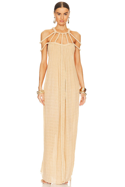 Zafira Strand Halter Maxi Dress