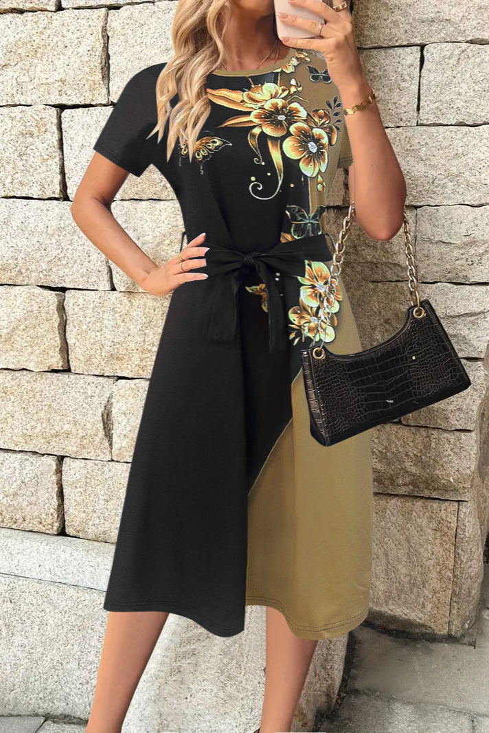 Duskhaze Petal Belt Midi Dress