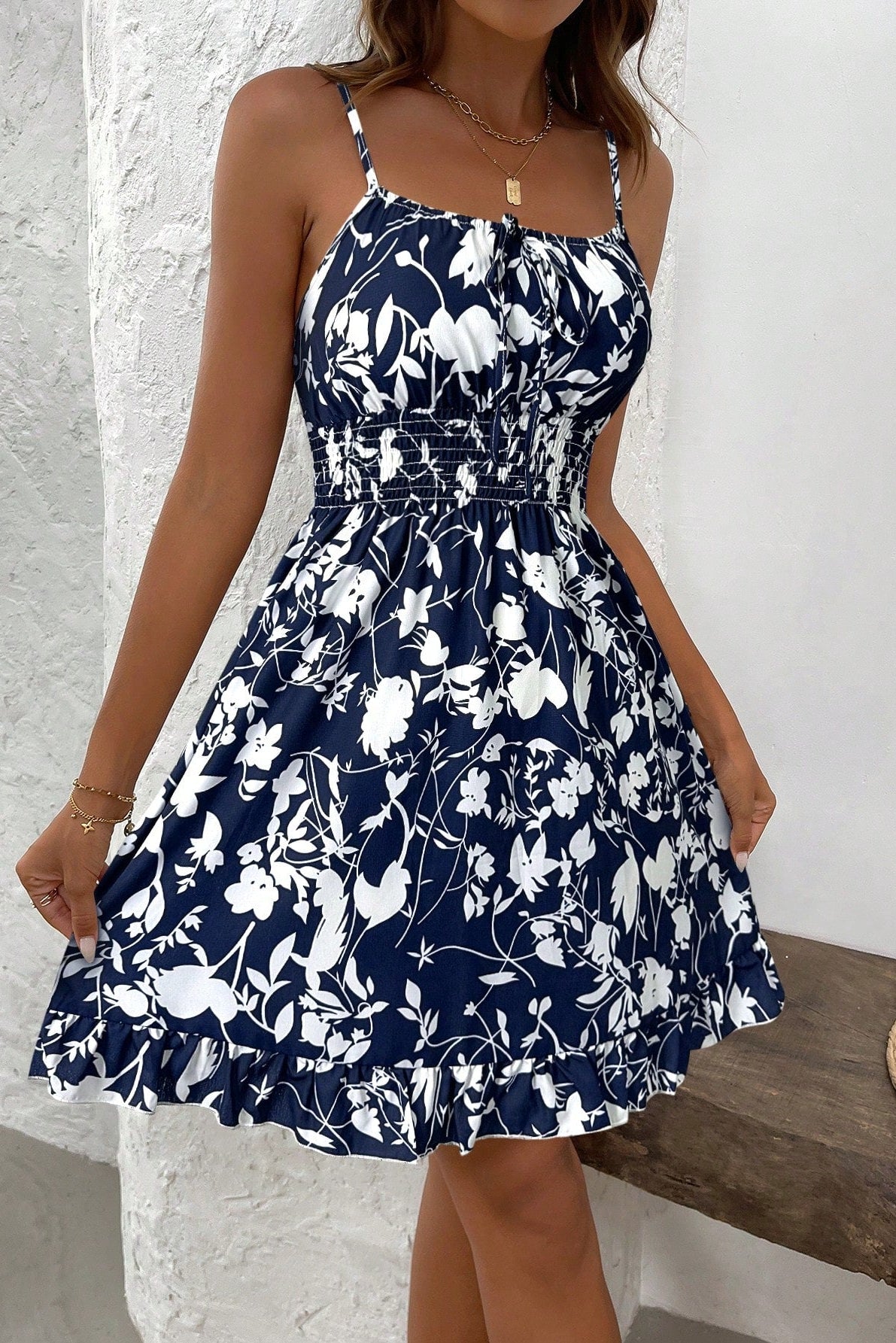 Floravibe Shirred Mini Dress