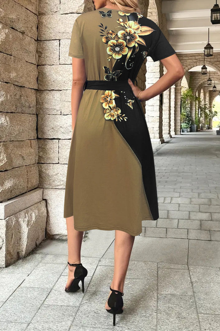 Duskhaze Petal Belt Midi Dress