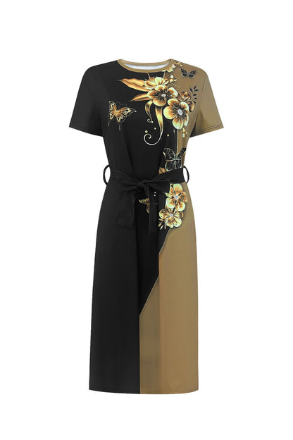 Duskhaze Petal Belt Midi Dress