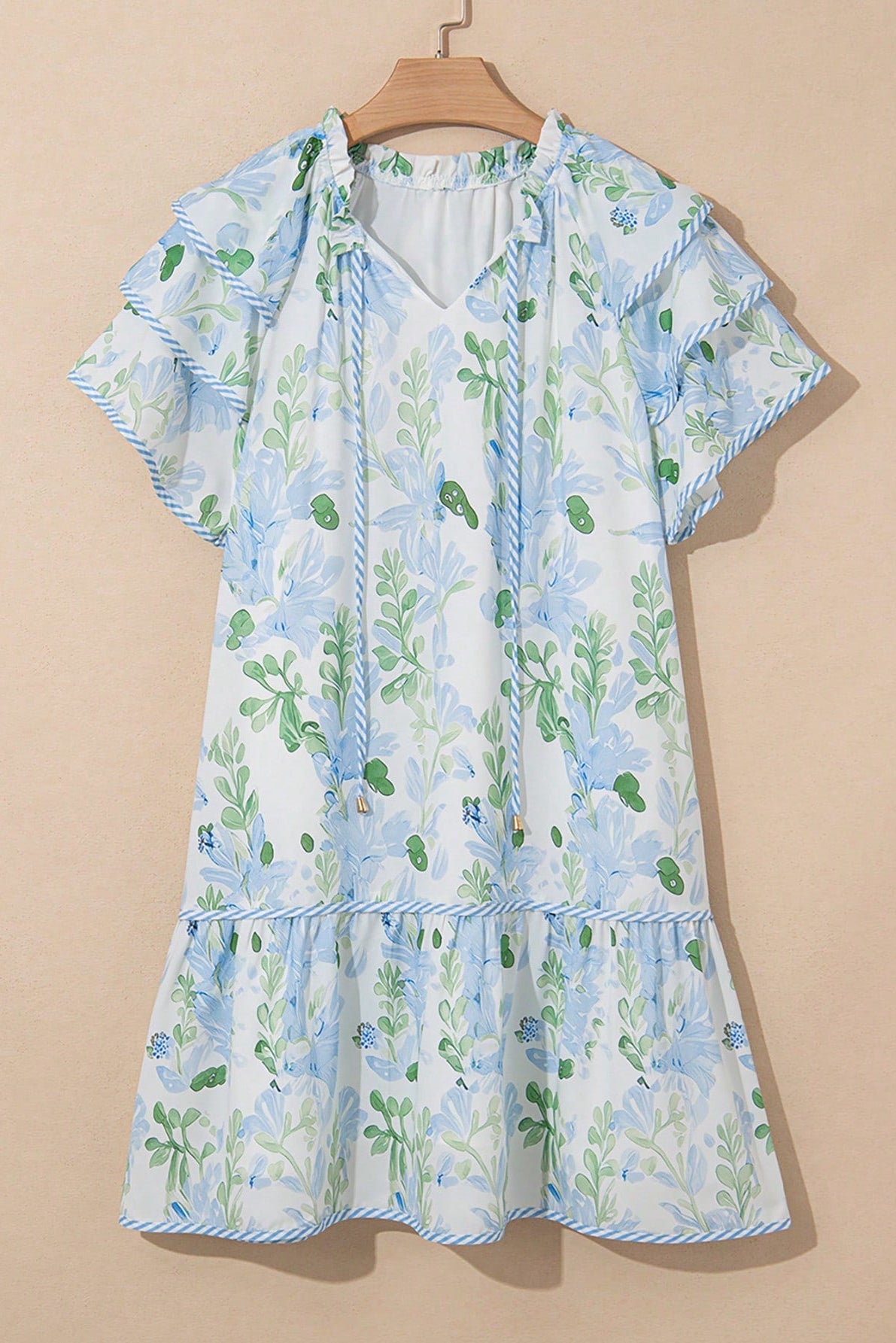 Mintflora Stripe-Trim Mini Dress