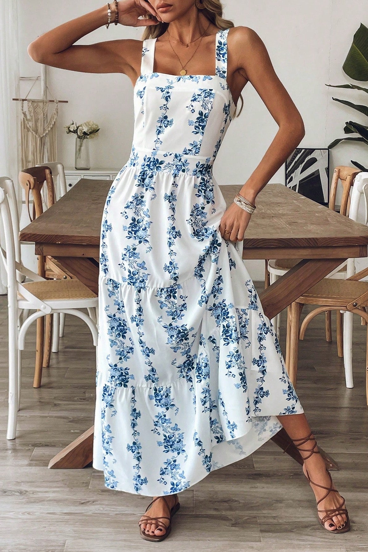 Windsor Blue Vine Midi Dress