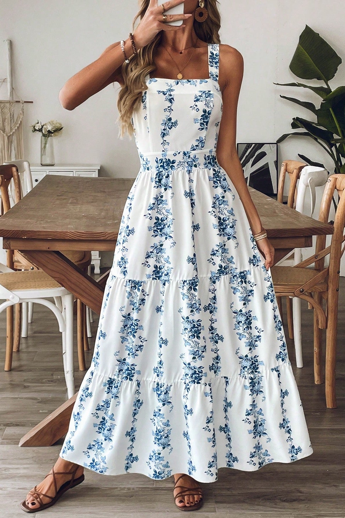 Windsor Blue Vine Midi Dress