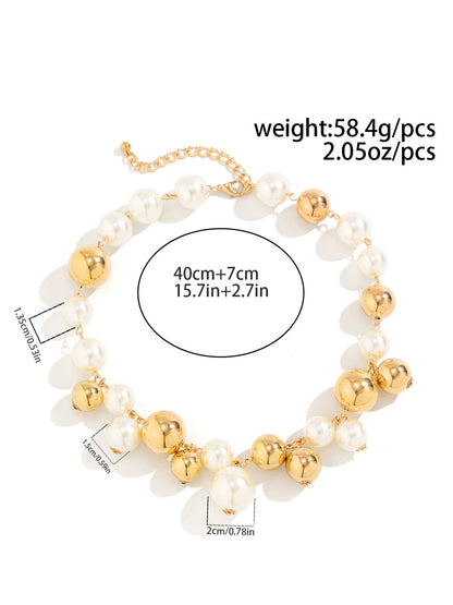 Fashionable Personality Imitation Pearl Tassel Necklace